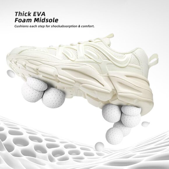 Women's Walking Shoes Fashion Running Sneakers Gym Tennis Work Comfort Beige - Picture 5 of 7